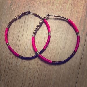 NWOT pink and purple hoop earrings